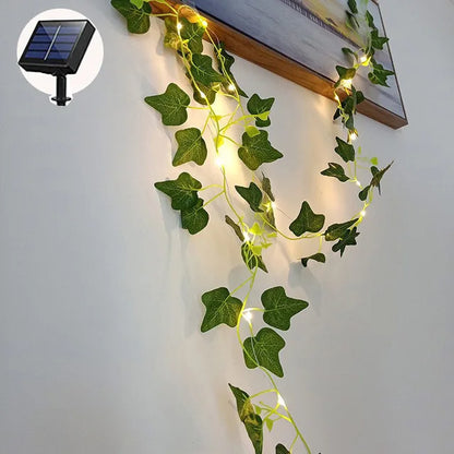 Flower Green Leaf String Lights Artificial Vine Fairy Lights Battery Powered Christmas Tree Garland Light for Weeding Home Decor