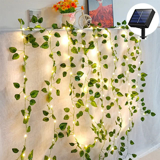 Flower Green Leaf String Lights Artificial Vine Fairy Lights Battery Powered Christmas Tree Garland Light for Weeding Home Decor