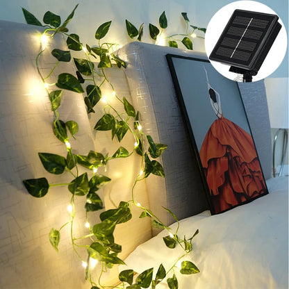 Flower Green Leaf String Lights Artificial Vine Fairy Lights Battery Powered Christmas Tree Garland Light for Weeding Home Decor